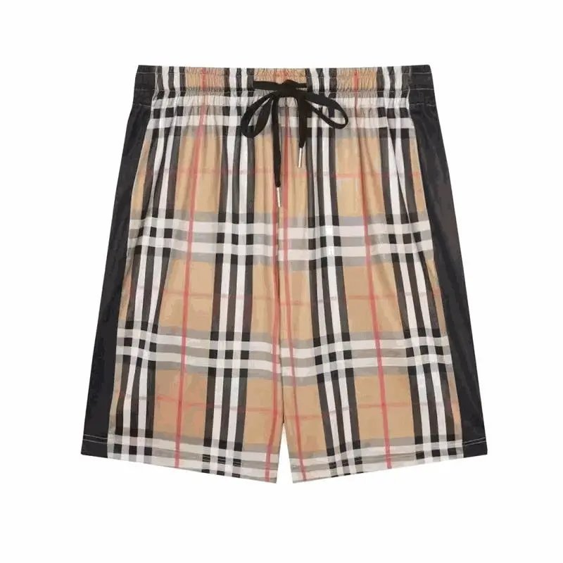 Burberry Beige Plaid Shorts with Black Panels