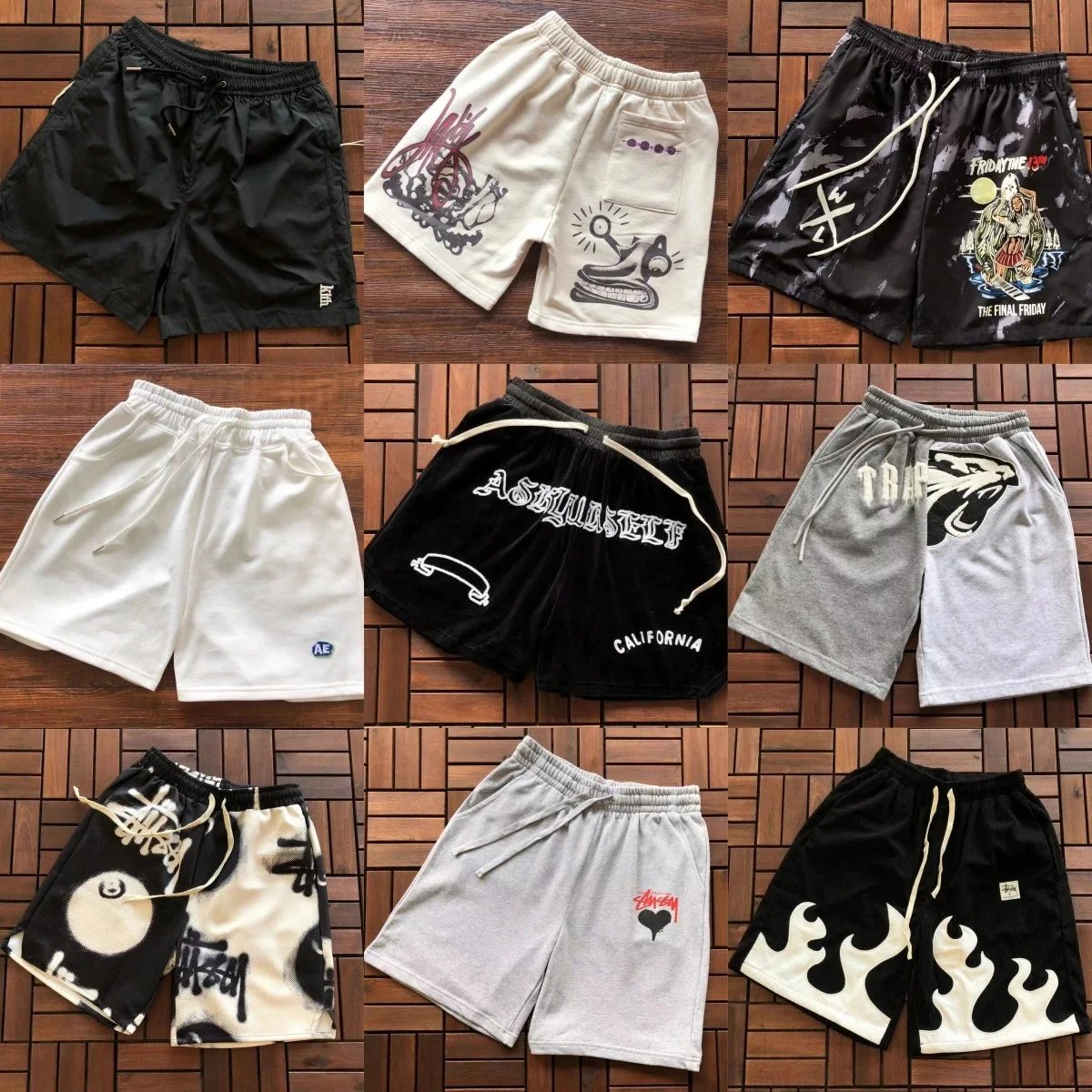 Stussy Black Flame Print Shorts