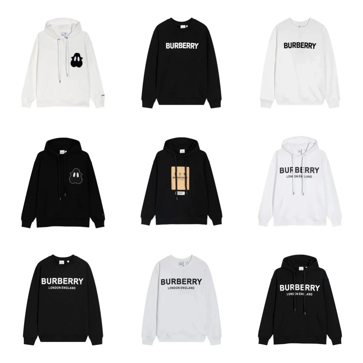 Burberry Black and White Hoodies and Sweatshirts