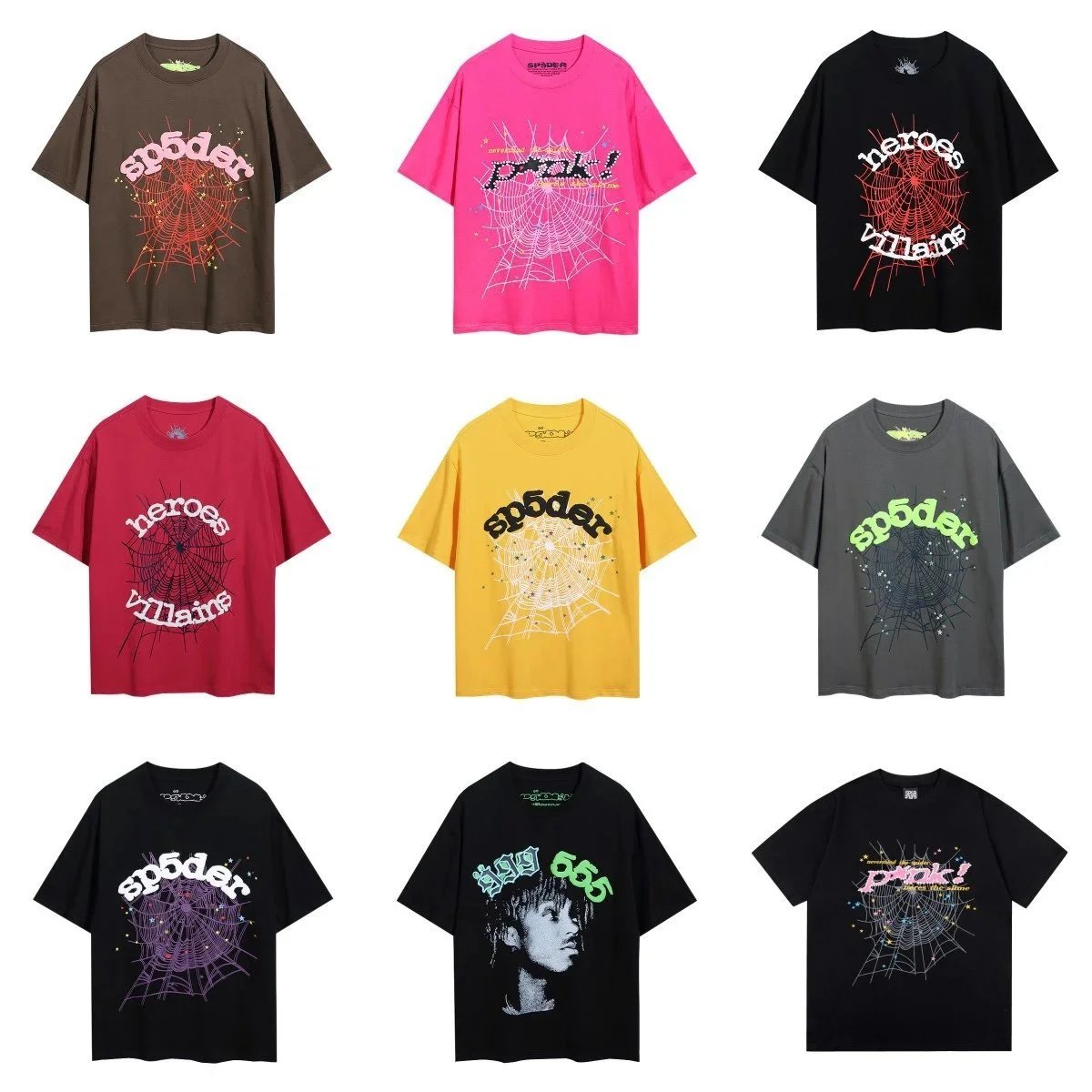 Spider Villain Web Print T-Shirts in Various Colors