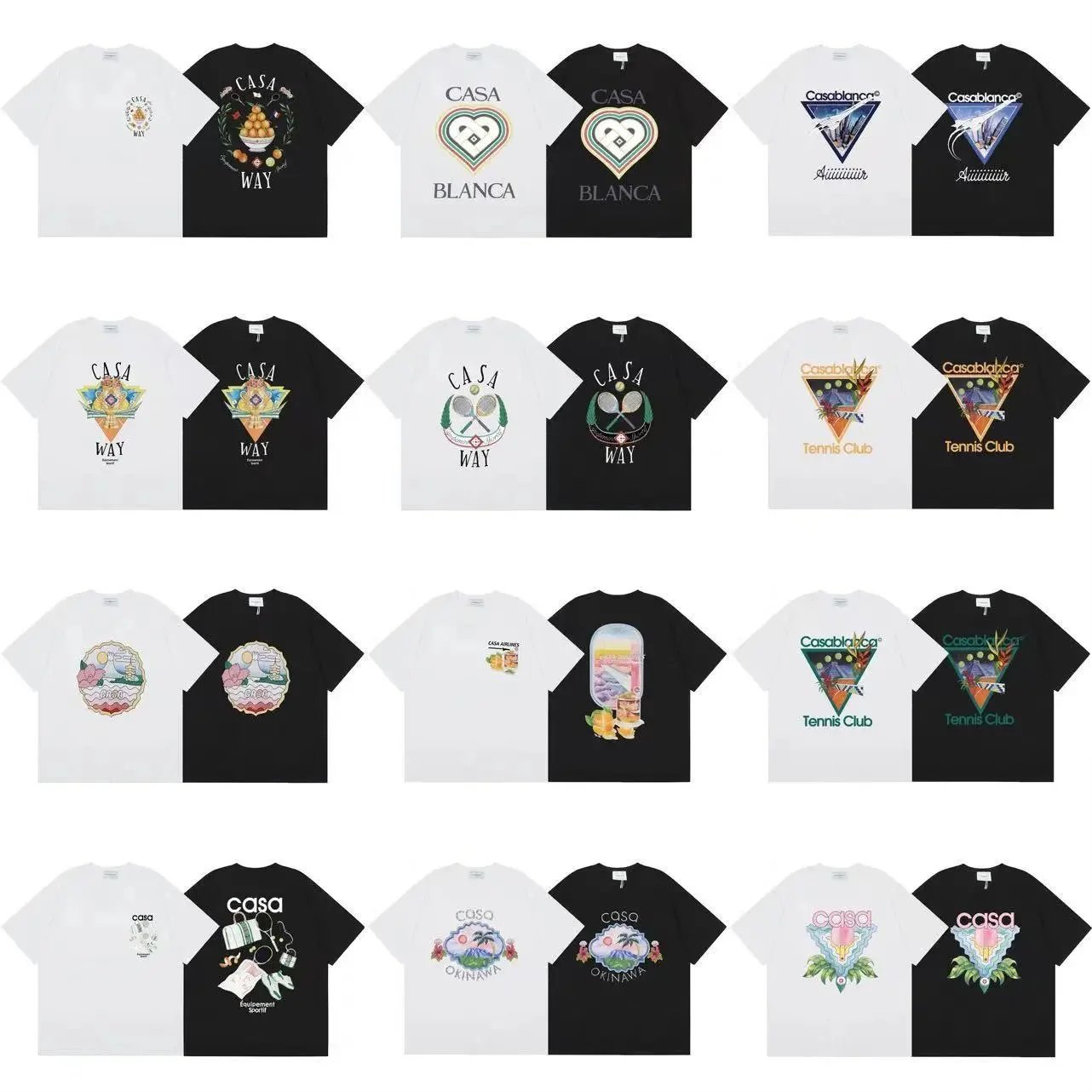 Casablanca Black and White Graphic T-Shirt Collection