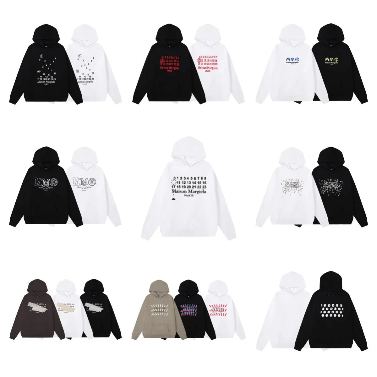 Maison Margiela Black and White Hoodies