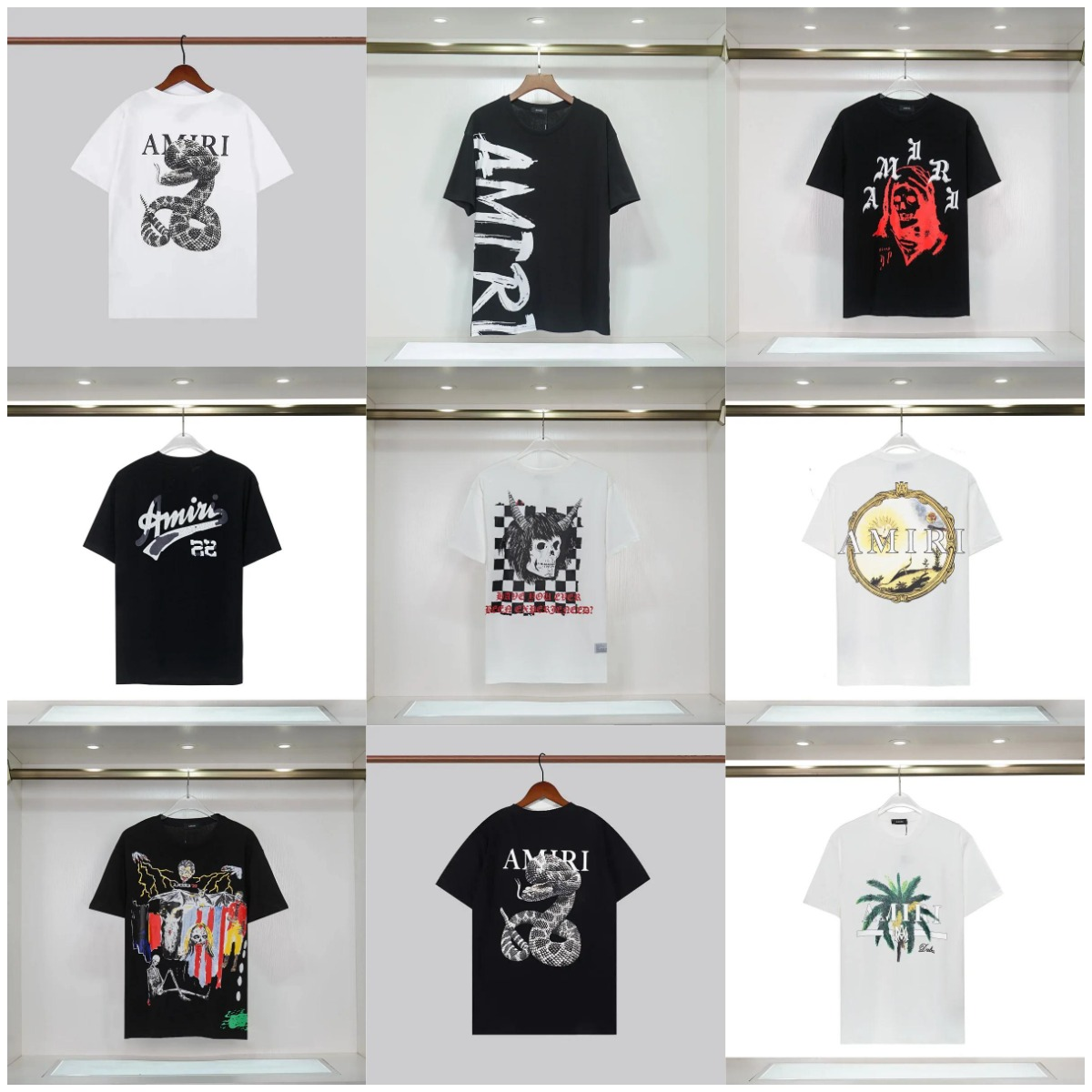 Amiri Black and White Short Sleeve T-Shirts