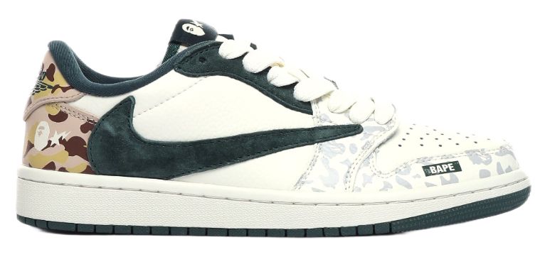 Nike x A Bathing Ape Air Jordan 1 Low 'Bapesta' Navy Beige Sneakers - 29