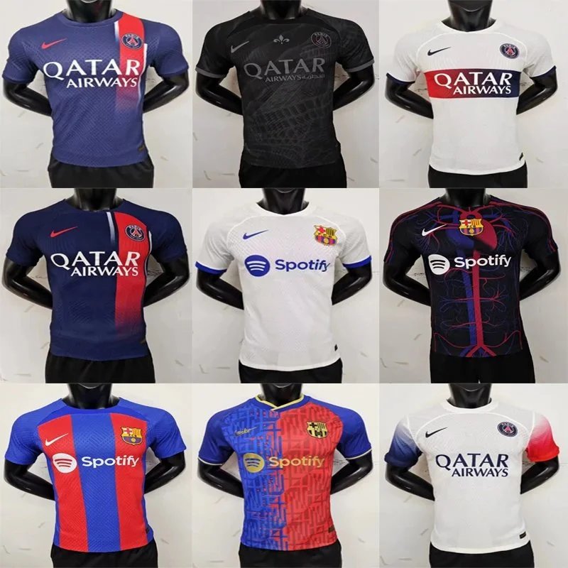 Nike Barcelona and PSG Football Jerseys in Various Colors and Designs