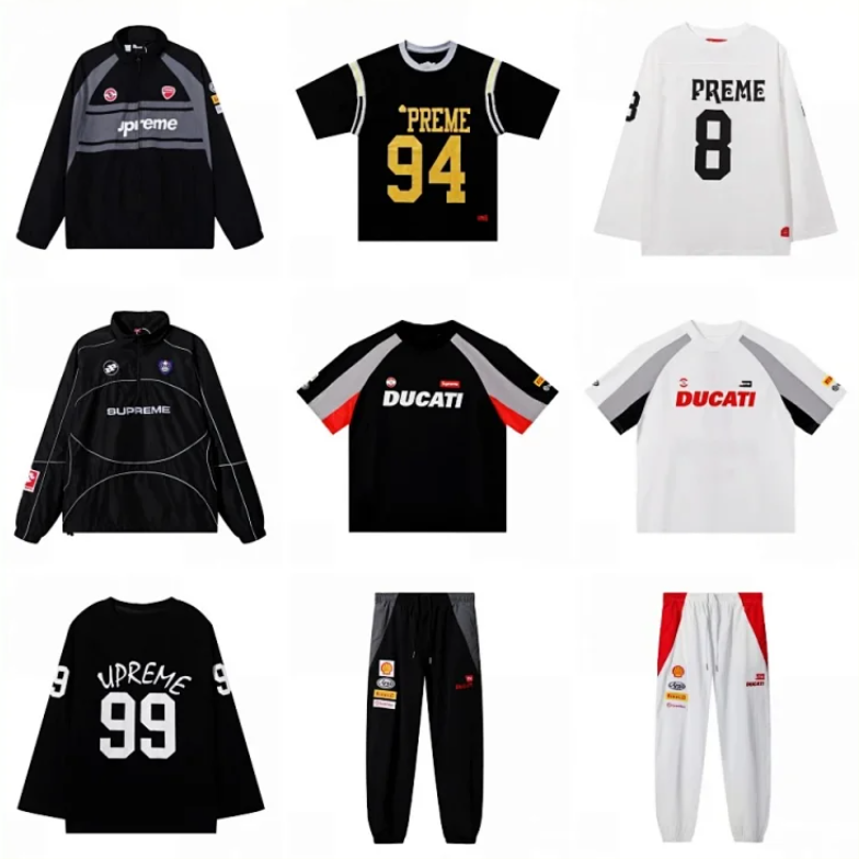 Supreme Black Long Sleeve T-Shirt and Ducati White Short Sleeve T-Shirt Combo Pack