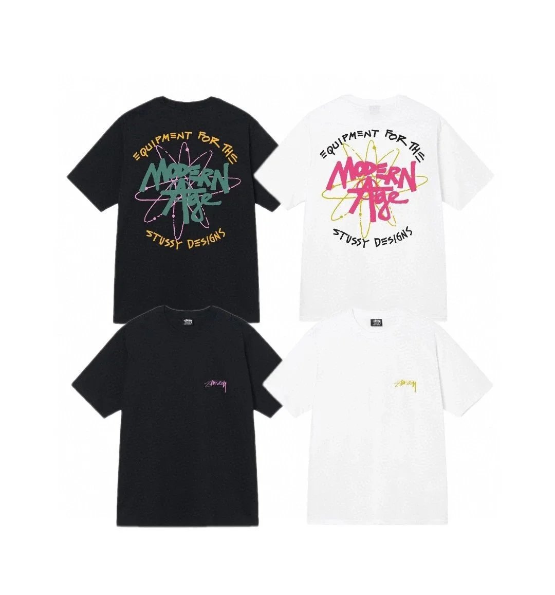 Stussy Black and White Modern Age T-Shirts