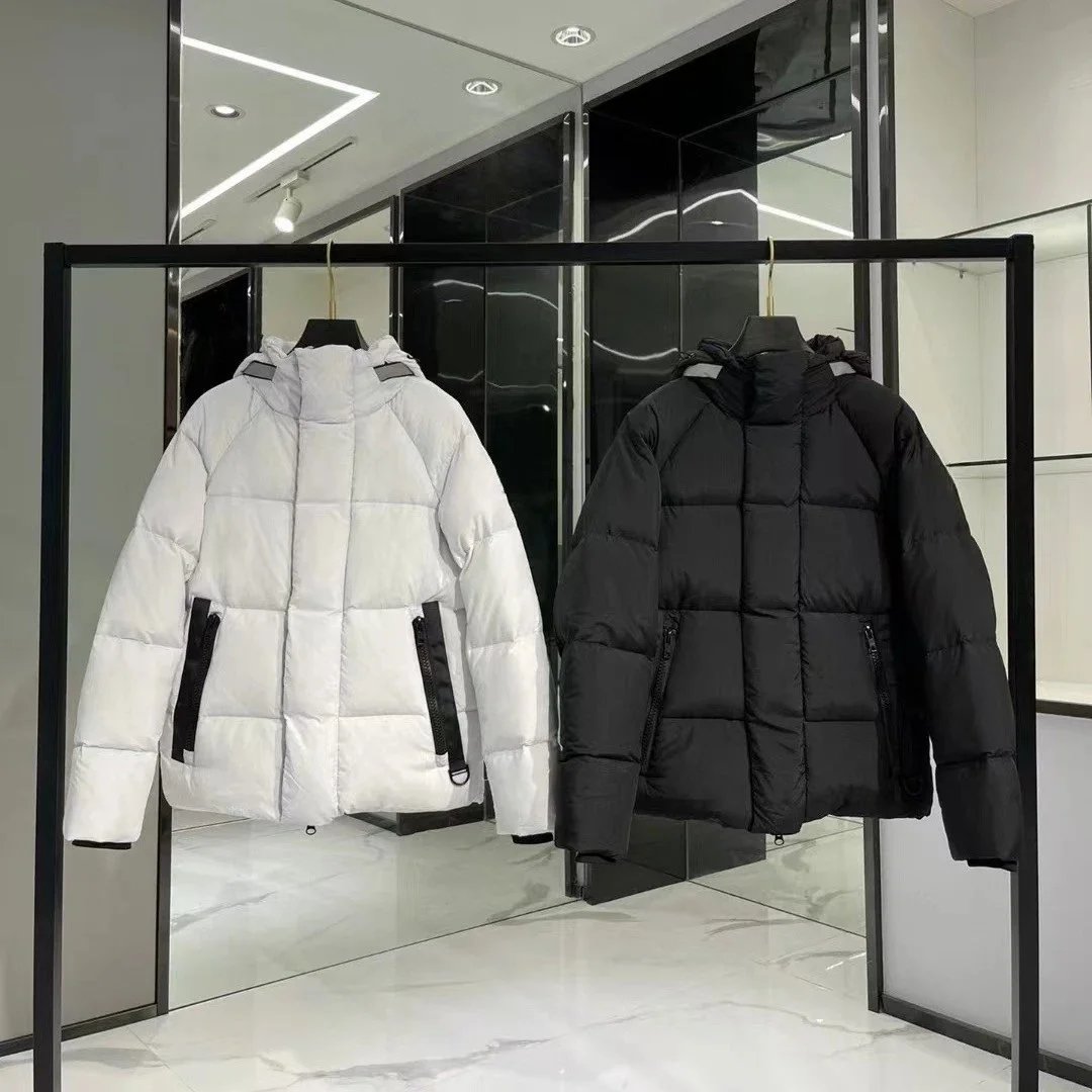 鹅黑标胶囊款连帽保暖外套情侣羽绒服 - 134133