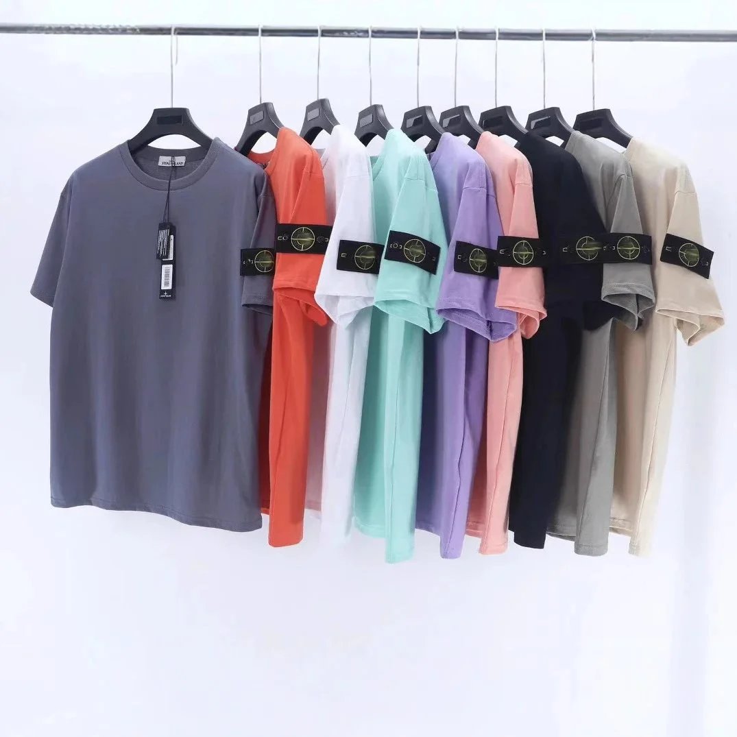 石头岛STONE ISLAND* * * * * * * ** * * * * * * ** ** * * * * * * * * * * *  *徽章袖标紫标圆领男女短袖T恤 - 134690
