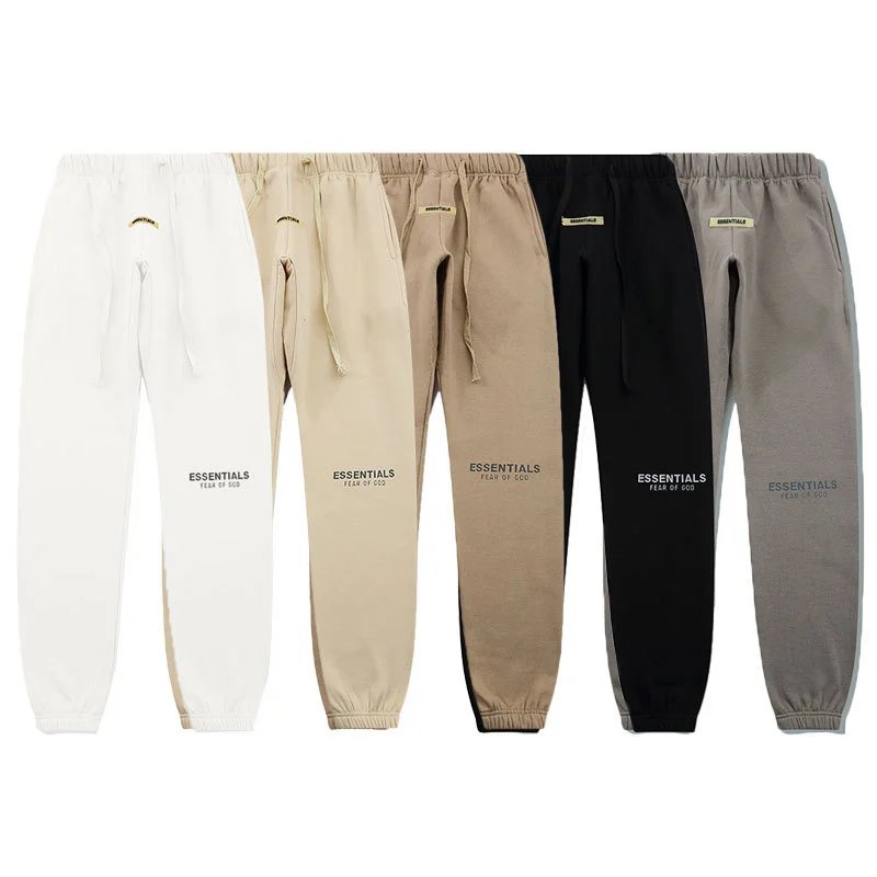 FEAR OF GOD FOG ESSENTIALS新复线字母反光长裤加绒高街卫裤 - 134116