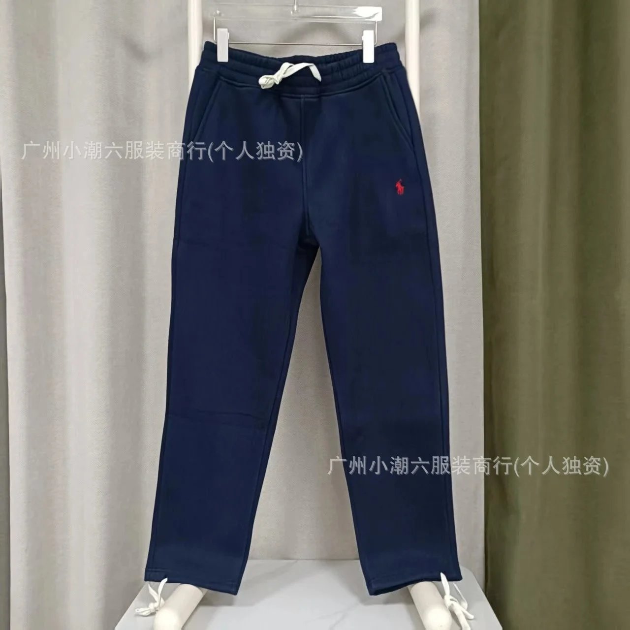 纯棉加绒刺绣卫裤男抽绳束脚直筒运动裤休闲裤 - 135666