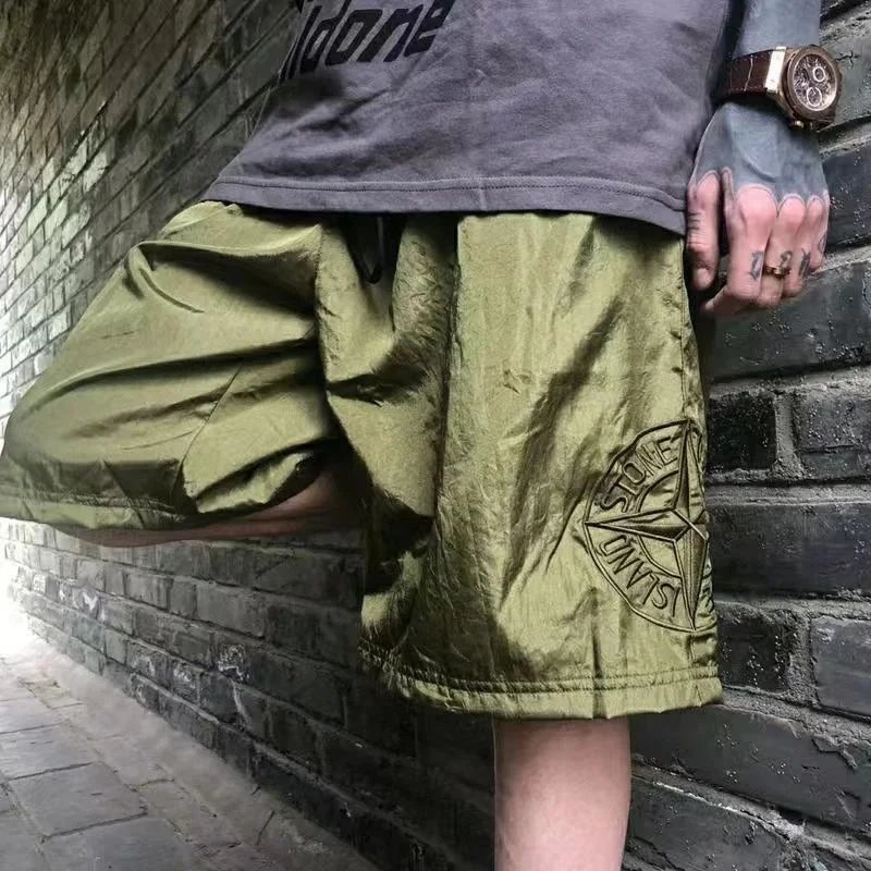 纯色休闲短裤网衬五分裤透气休闲耐磨运动沙滩防水工装裤 - 134691