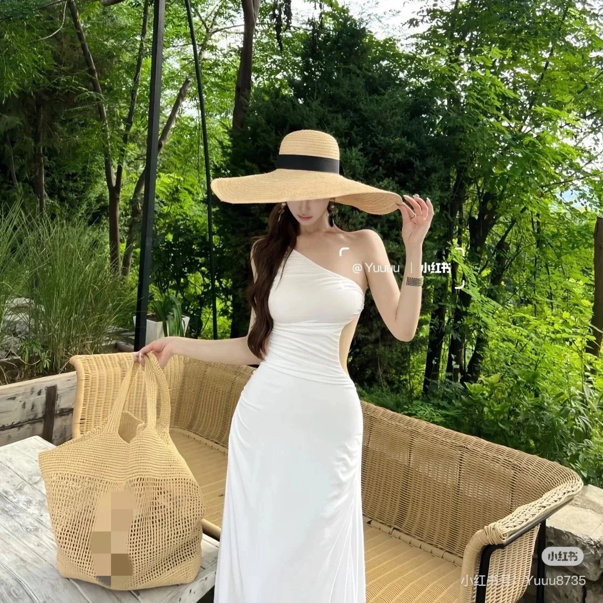 拉菲草编织包女时尚海边度假沙滩包夏天大容量通勤托特包 - 134420