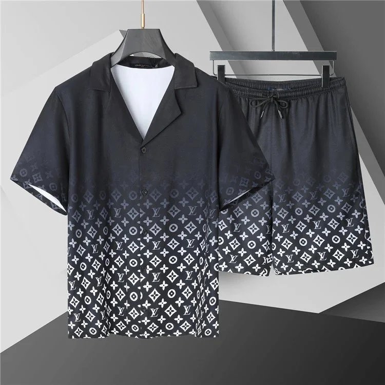花衬衫短裤套装新款居家服冰丝速干可外穿 - 134326