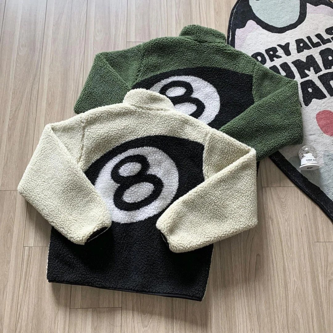 秋冬新款情侣棉服夹克黑8厚两面穿羊羔毛外套 - 134176