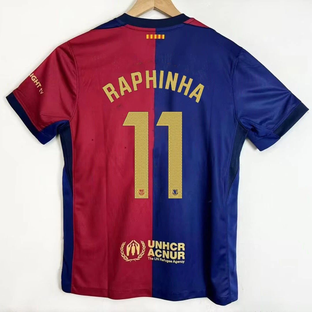 FC Barcelona Nike Home Jersey Raphinha #11 Blue Red 2024-25