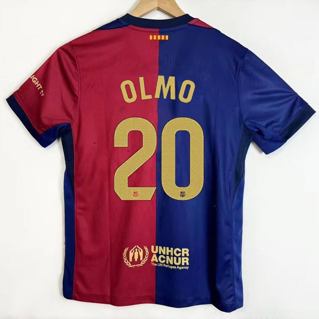 FC Barcelona Nike Home Jersey Olmo #20 Blue Red 2024-25