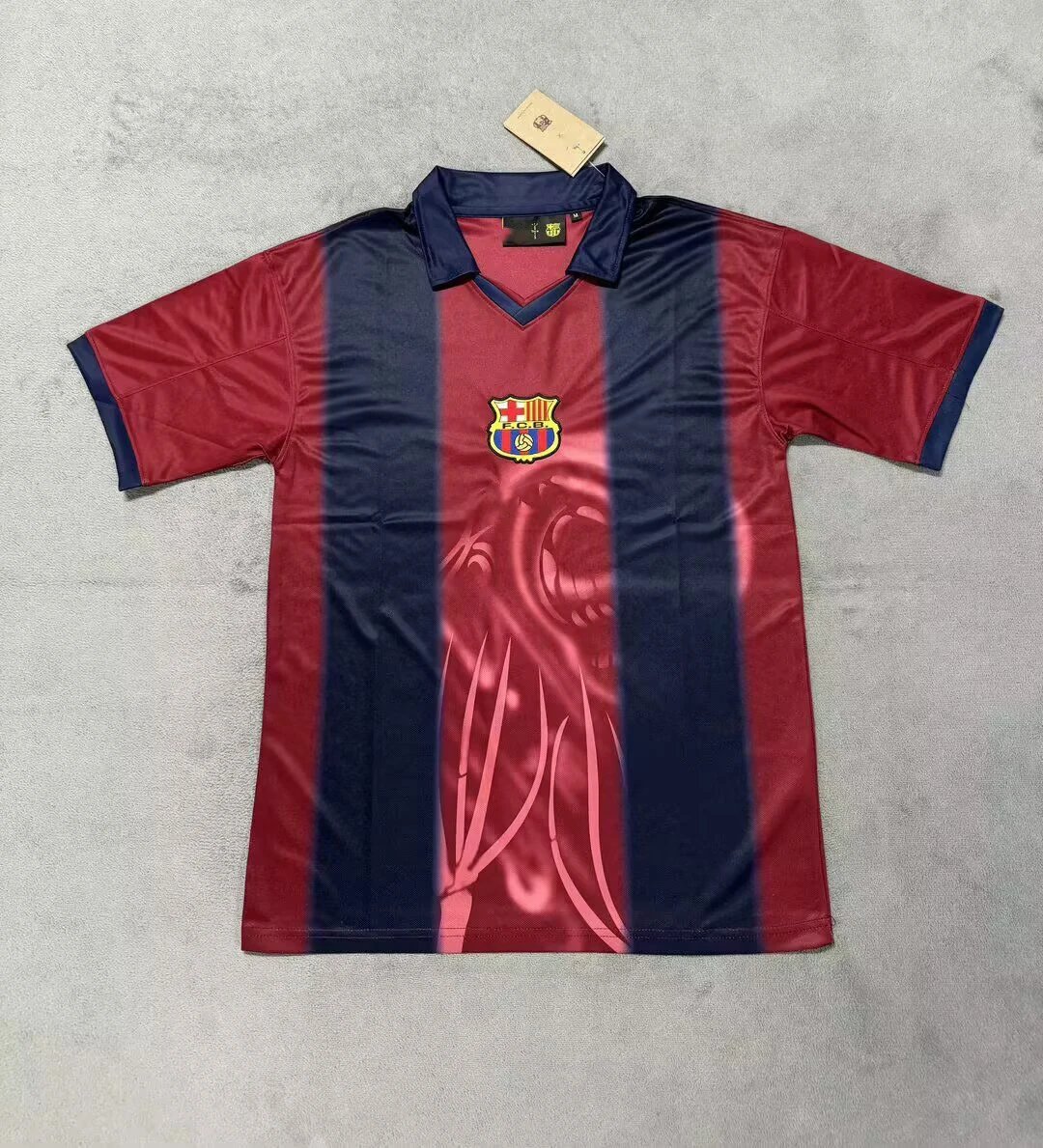 FC Barcelona Retro Home Jersey Maroon/Navy Lion Pattern