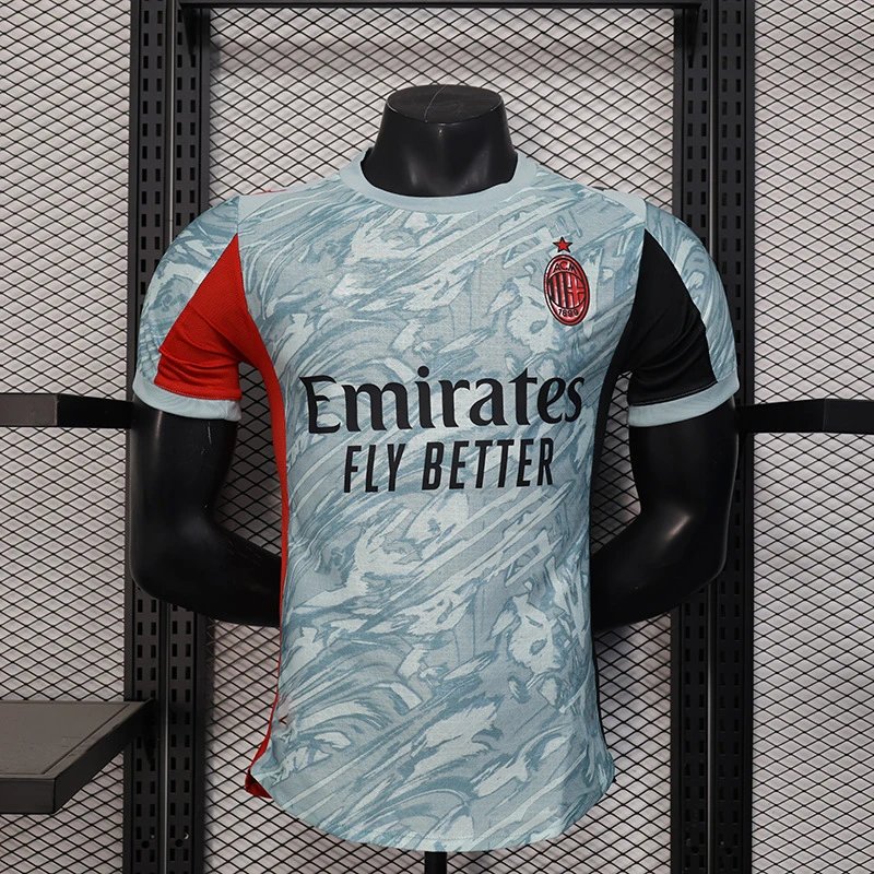 AC Milan 2025-26 Away Jersey - Light Blue/Grey Brush (Emirates)