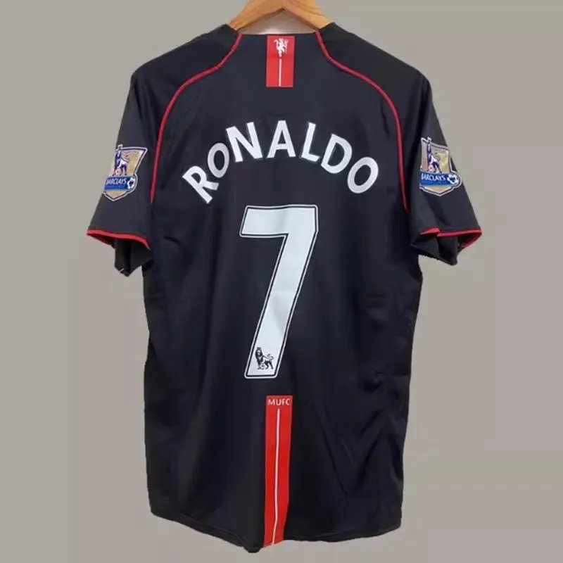 Manchester United Nike 2007-08 Away Retro Jersey Black/Red - Ronaldo #7 (PL Patch)