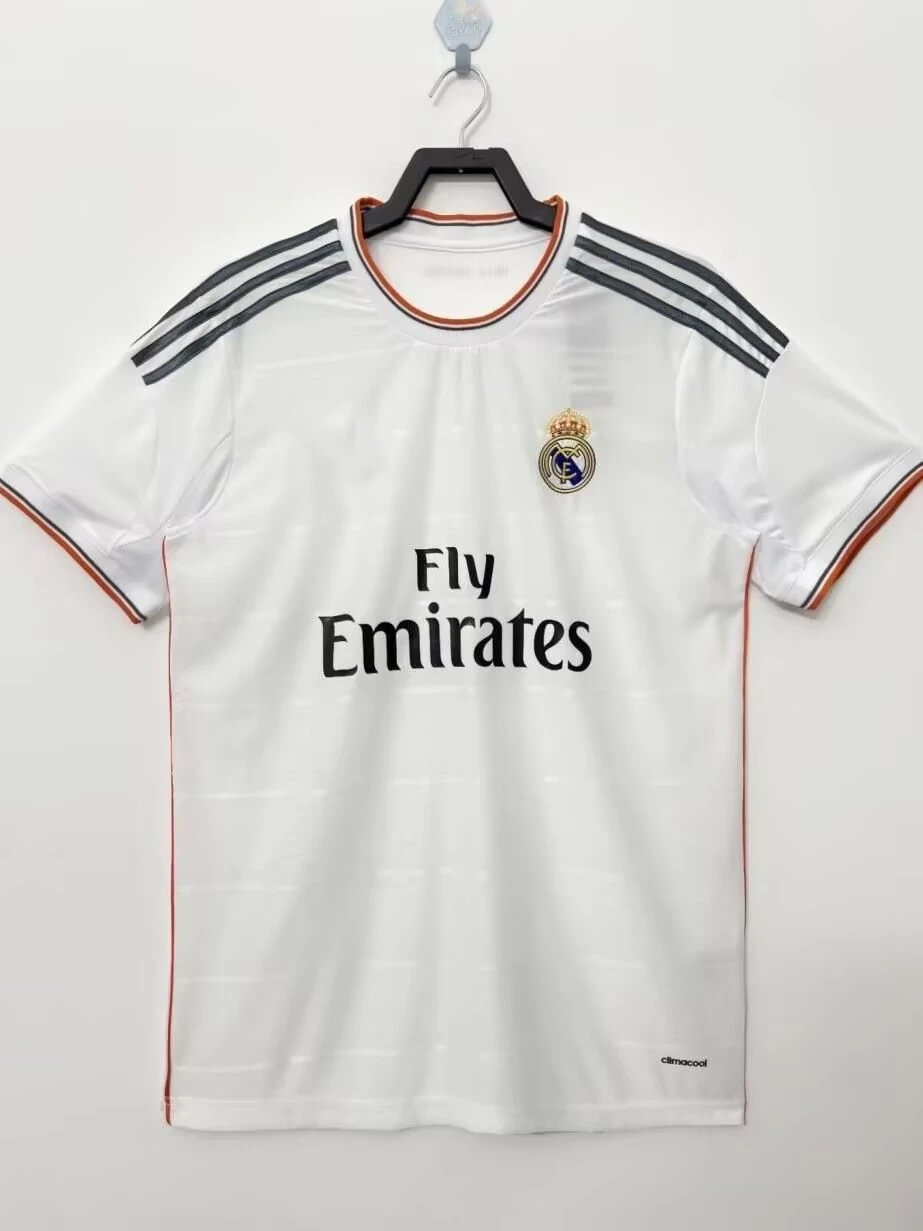 Real Madrid Adidas 2013-14 Home Retro Jersey White/Grey/Orange (Fly Emirates)