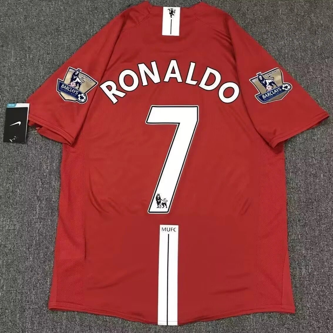 Manchester United Nike 2007-08 Home Retro Jersey Red - Ronaldo #7 (AIG, PL Patch)