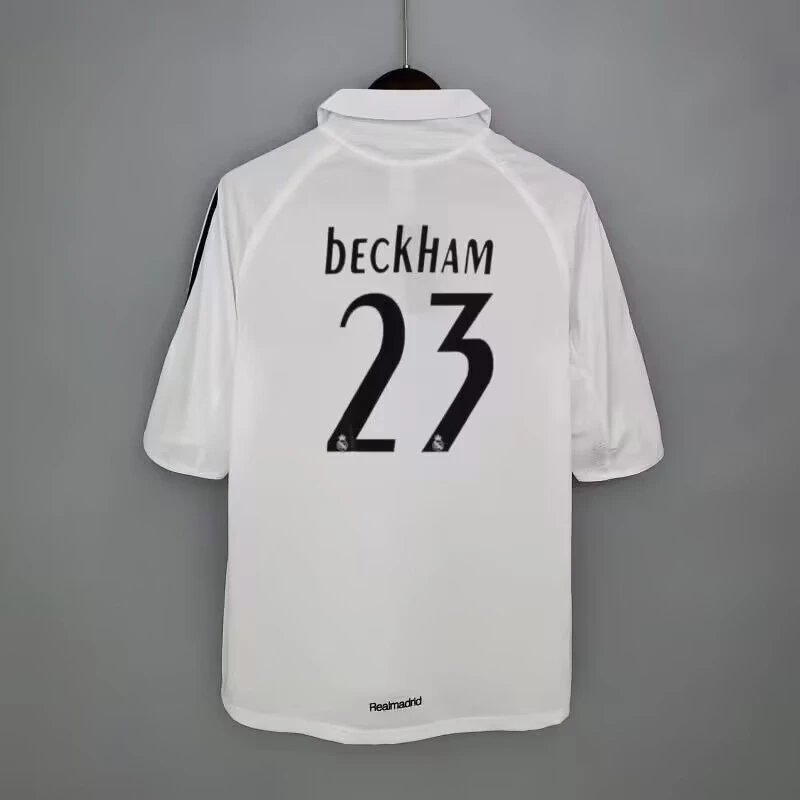 Real Madrid Adidas 2003-04 Home Retro Jersey White/Black - Beckham #23 (Siemens)