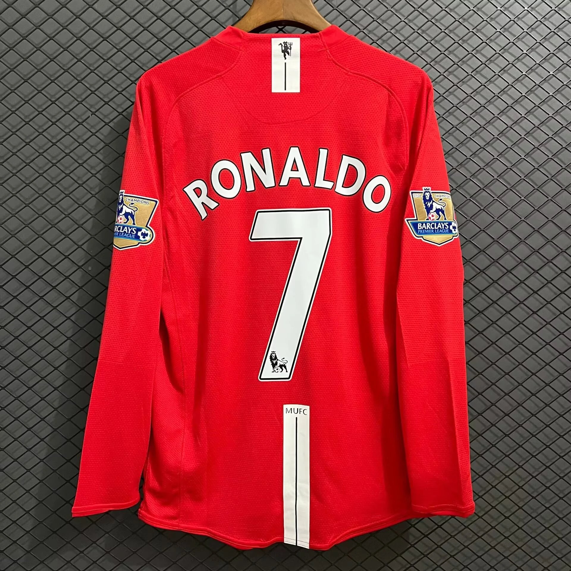 Manchester United Nike 2007-08 Home Long Sleeve Retro Jersey Red - Ronaldo #7 (PL Patch)