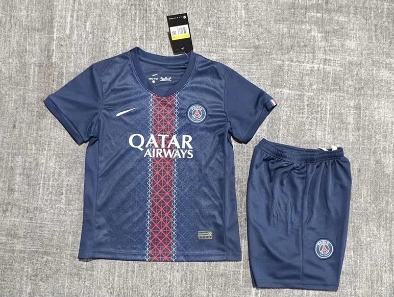 Nike PSG 2024-25 Home Kids Kit Jersey and Shorts Navy Blue Red