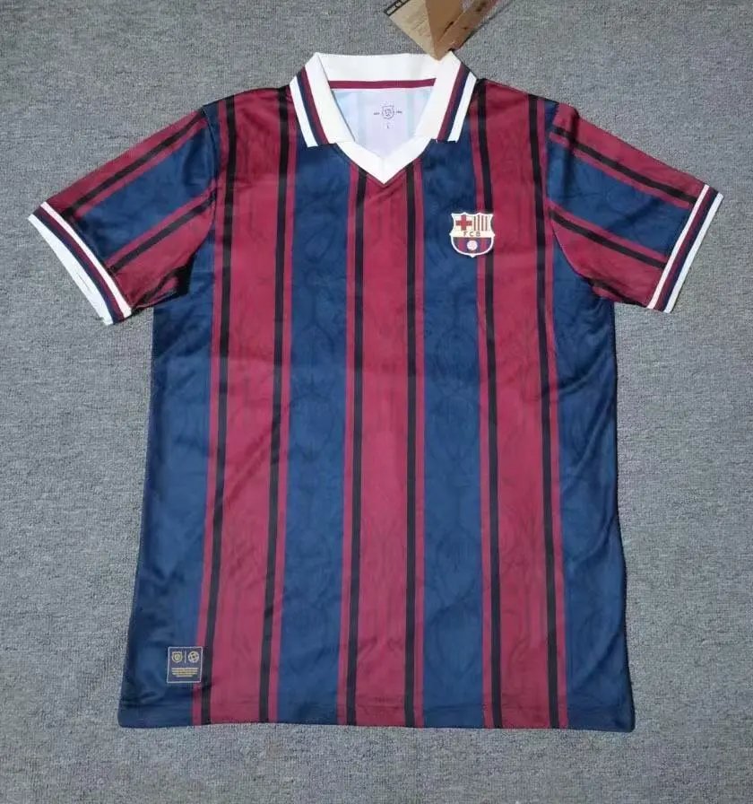FC Barcelona Retro Jersey Navy/Maroon Stripe