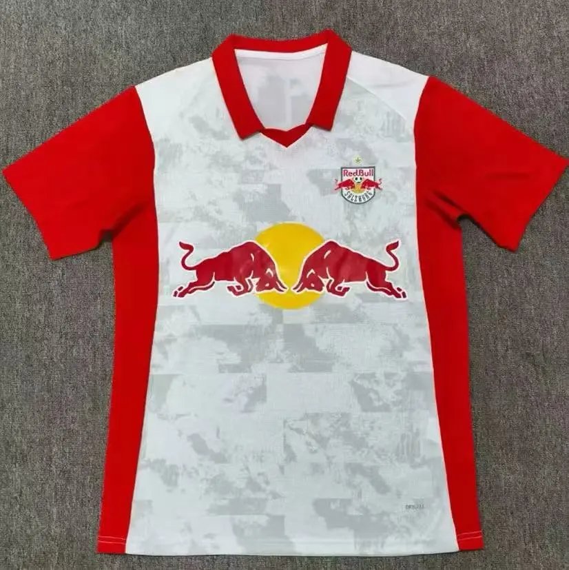 Design Red Bull Salzburg Jersey White / Red Camo Pattern Football Shirt Jersey - 1