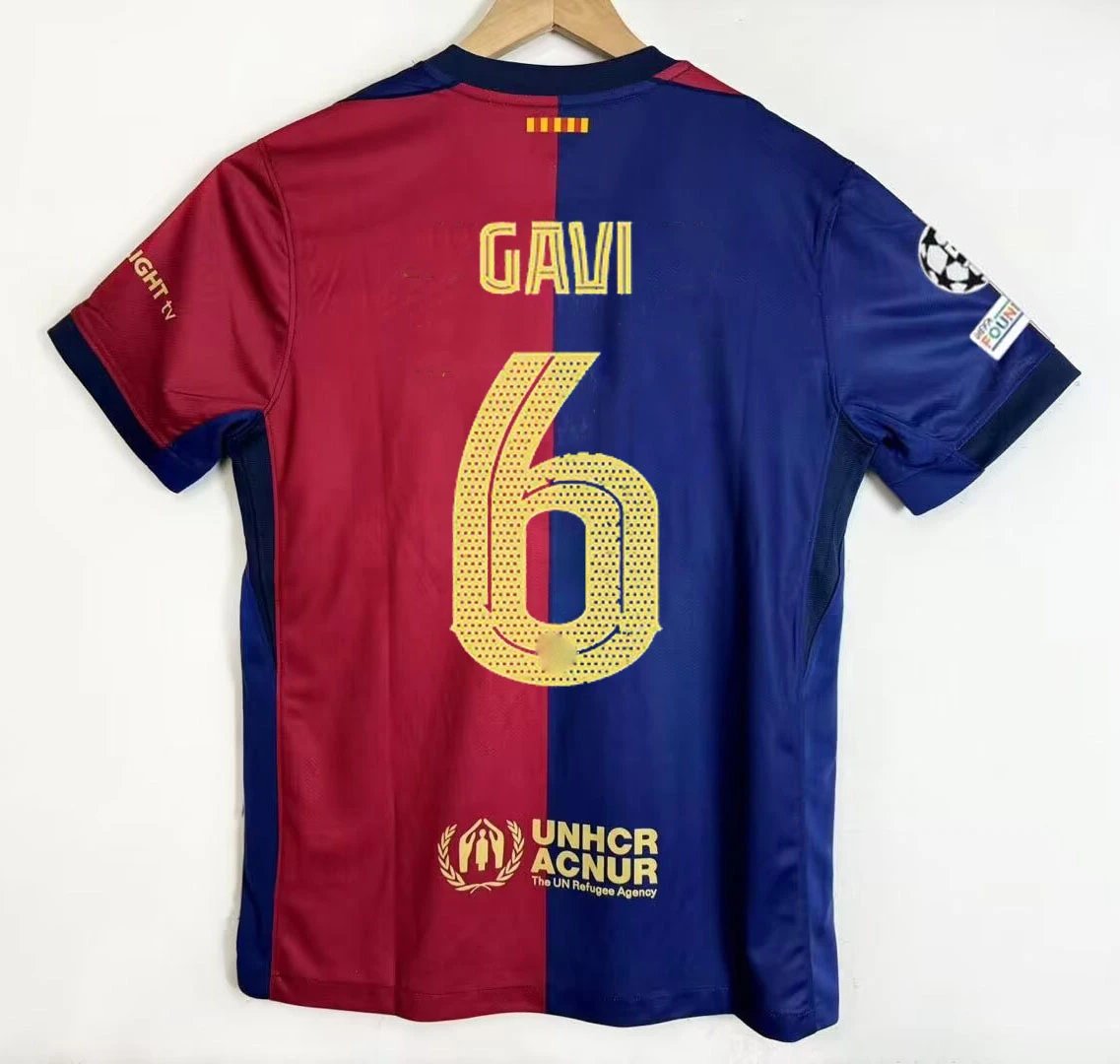 FC Barcelona Nike Home Jersey UCL Gavi #6 Blue Red 2024-25