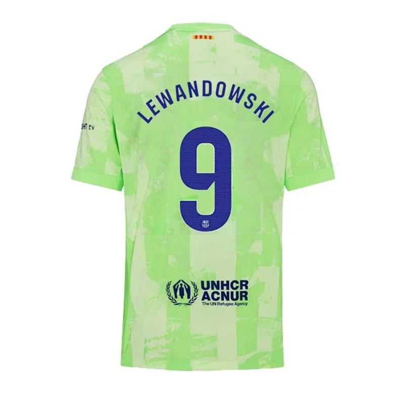 Nike FC Barcelona 2024/25 Third Jersey - Lewandowski #9 - Lime Green