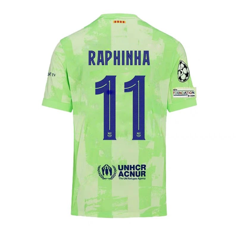 Nike FC Barcelona 2024/25 Third Jersey (UCL) - Raphinha #11 - Lime Green