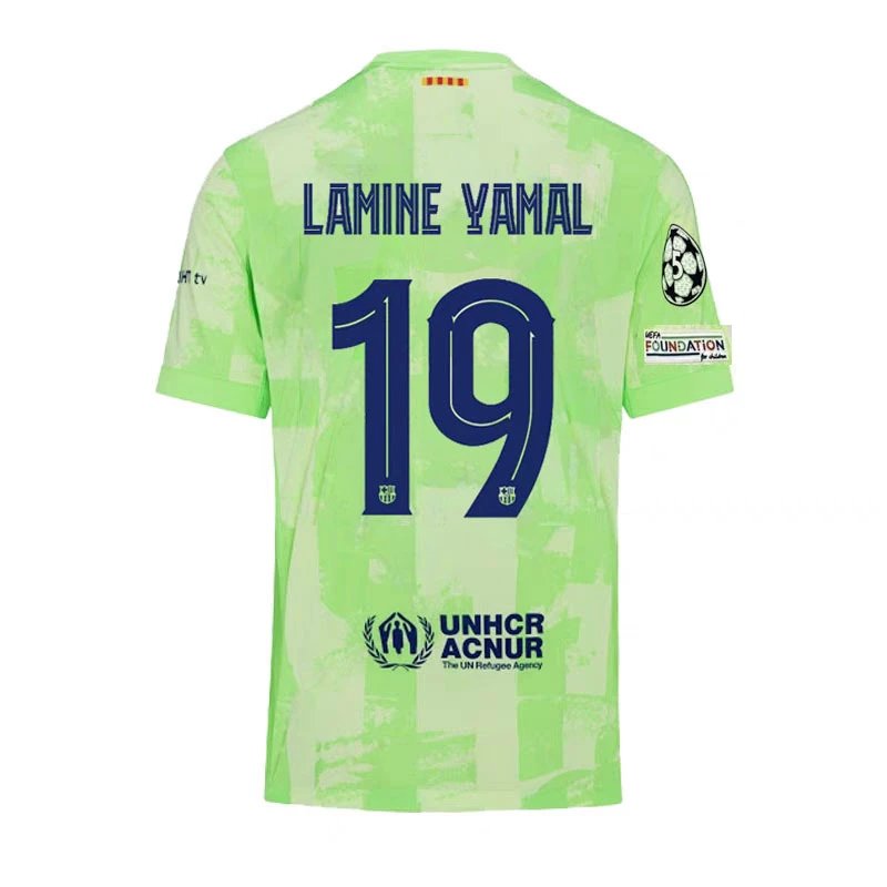 Nike FC Barcelona 2024/25 Third Jersey (UCL) - Lamine Yamal #19 - Lime Green