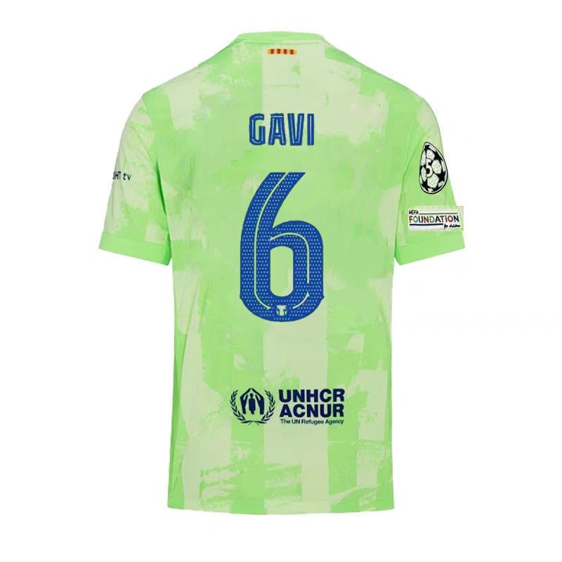 Nike FC Barcelona 2024/25 Third Jersey (UCL) - Gavi #6 - Lime Green
