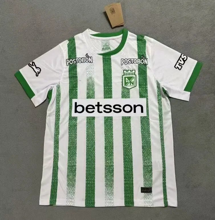 Atletico Nacional Home Jersey White/Green Stripe 2024-25