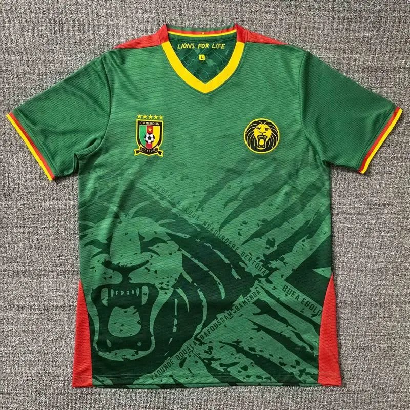 Cameroon National Team 2024-25 Home Jersey - Green/Red/Yellow (Lions for Life)