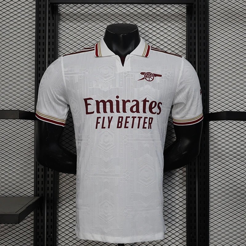 Arsenal 2025-26 Away Jersey - White/Burgundy/Gold (Emirates)