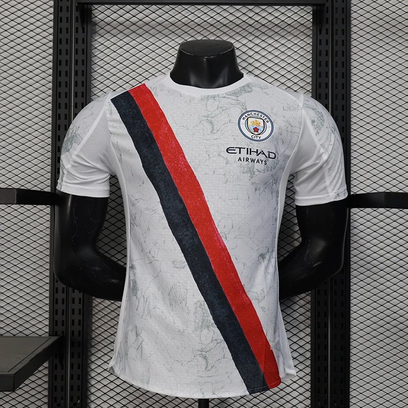 Manchester City Special Edition Jersey White/Red-Navy Diagonal Stripe