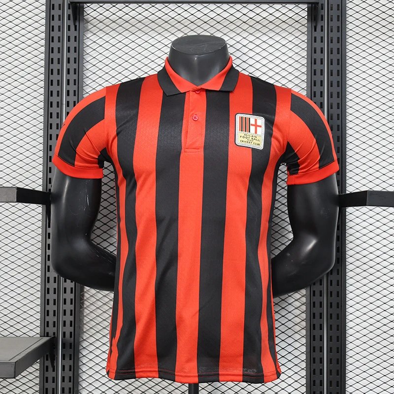 AC Milan Retro Home Jersey Red/Black Stripes Polo