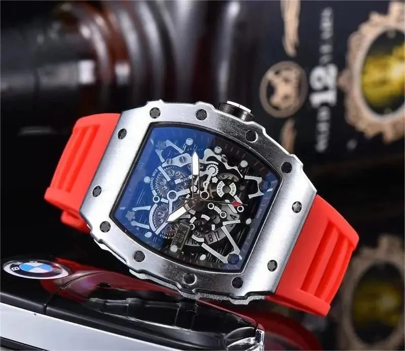 Silver shell red band
