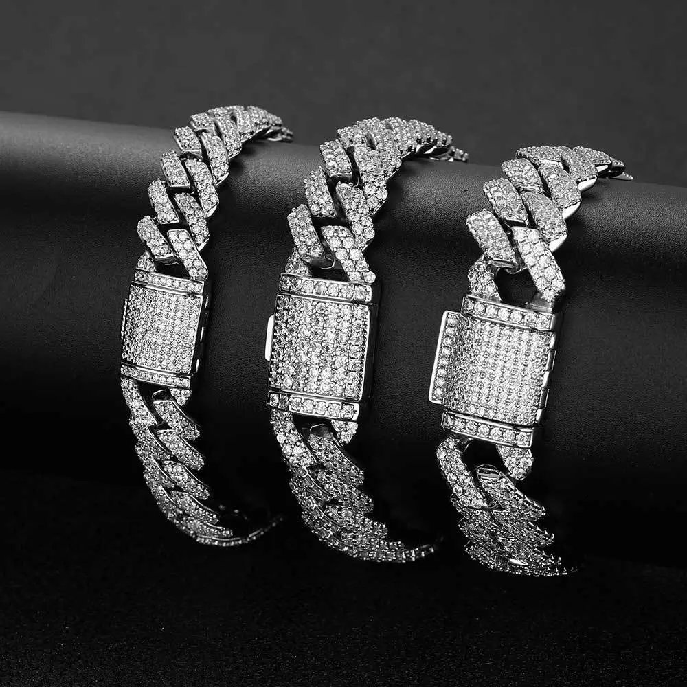 European and American style flip-top diamond Cuban bracelet, trendy and unique hip-hop zircon men's bracelet jewelry wholesale.