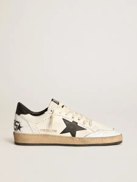 Golden Goose Ball Star White and Black Leather Sneakers - 1