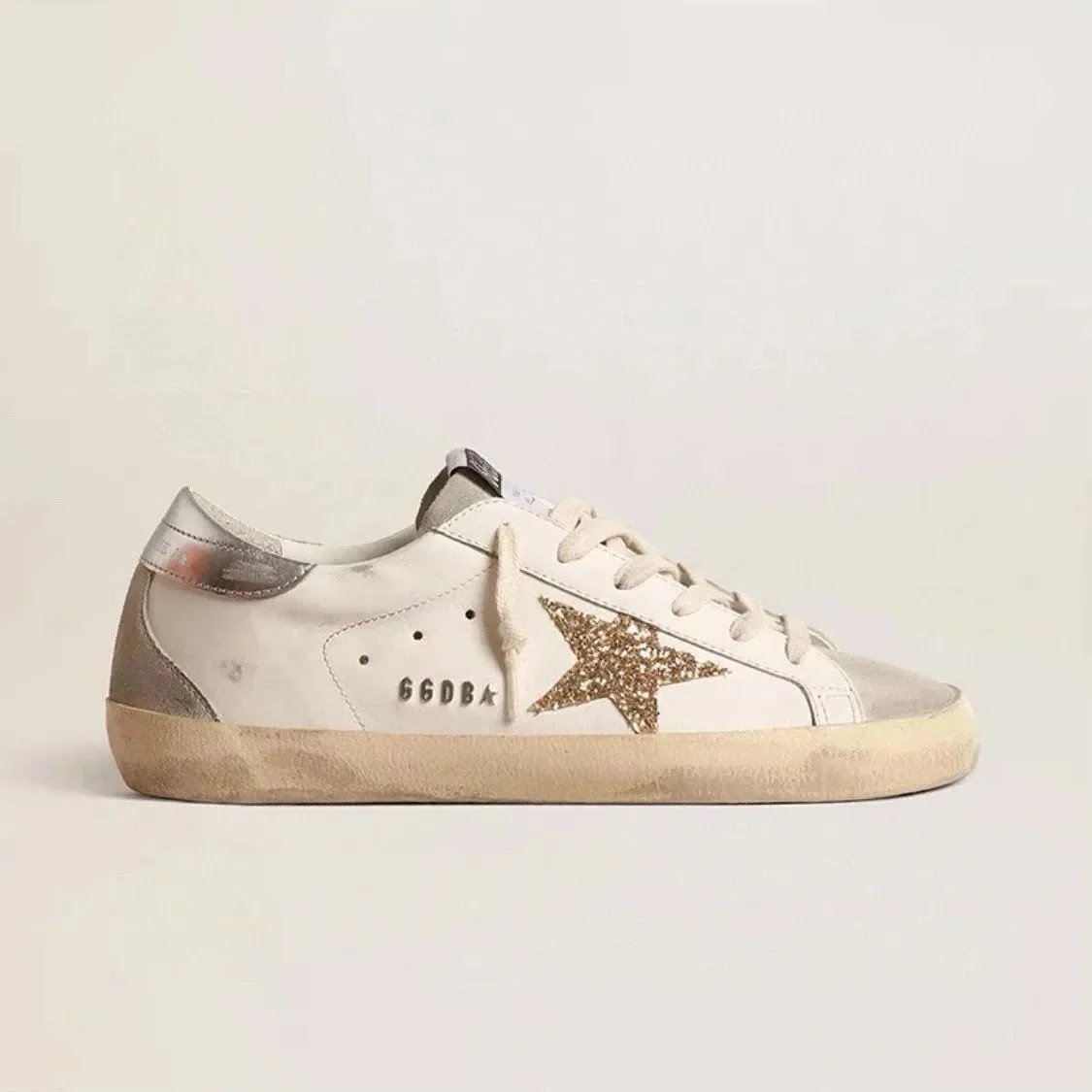 Golden Goose Deluxe Brand Superstar White Red Star Distressed Sneakers - 6