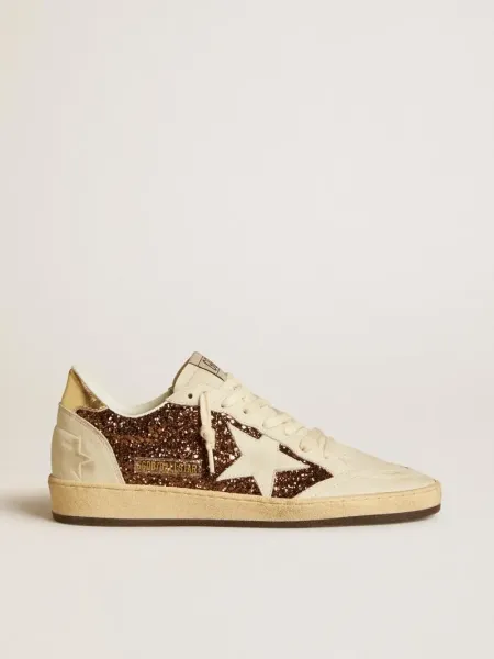 Golden Goose Super-Star Glitter Brown Sneakers - 1