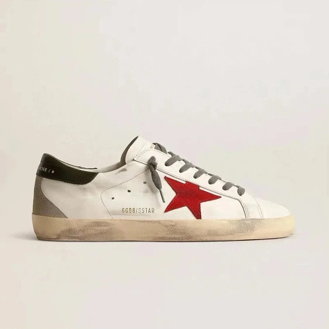 Golden Goose Deluxe Brand Superstar White Red Star Distressed Sneakers