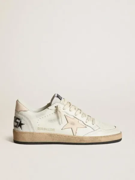 Golden Goose Ball Star White Distressed Leather Sneakers - 1