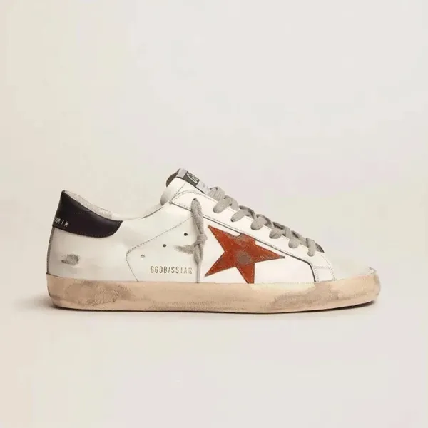 Golden Goose Superstar Distressed White Leather Sneakers - 1