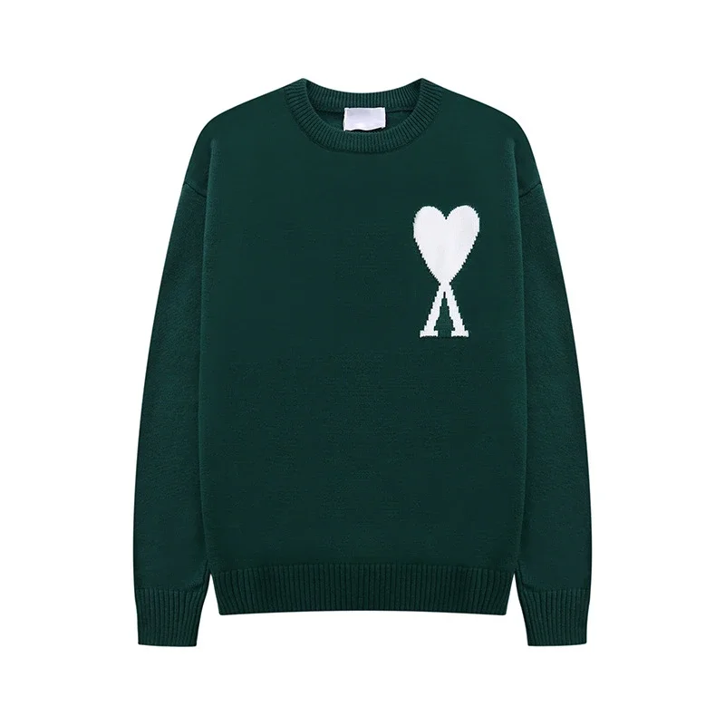 AMI Paris Bright Red Heart-A Jacquard Sweater